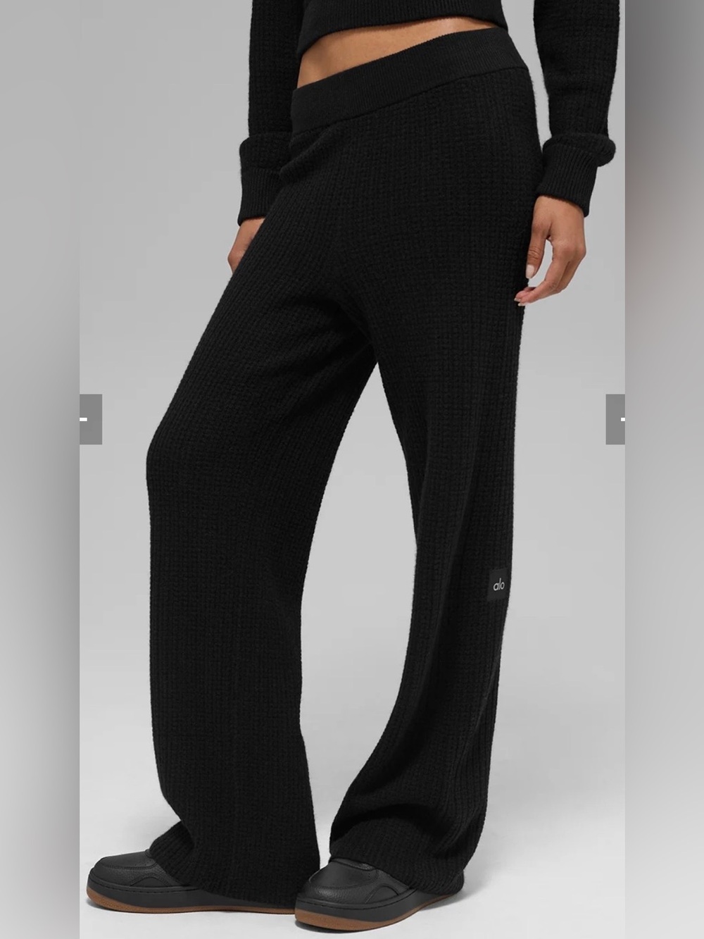 ALO Yoga Cashmere High-Waist Plush Waffle Pant Black Small NWT